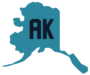 Shape of Alaska with AK
